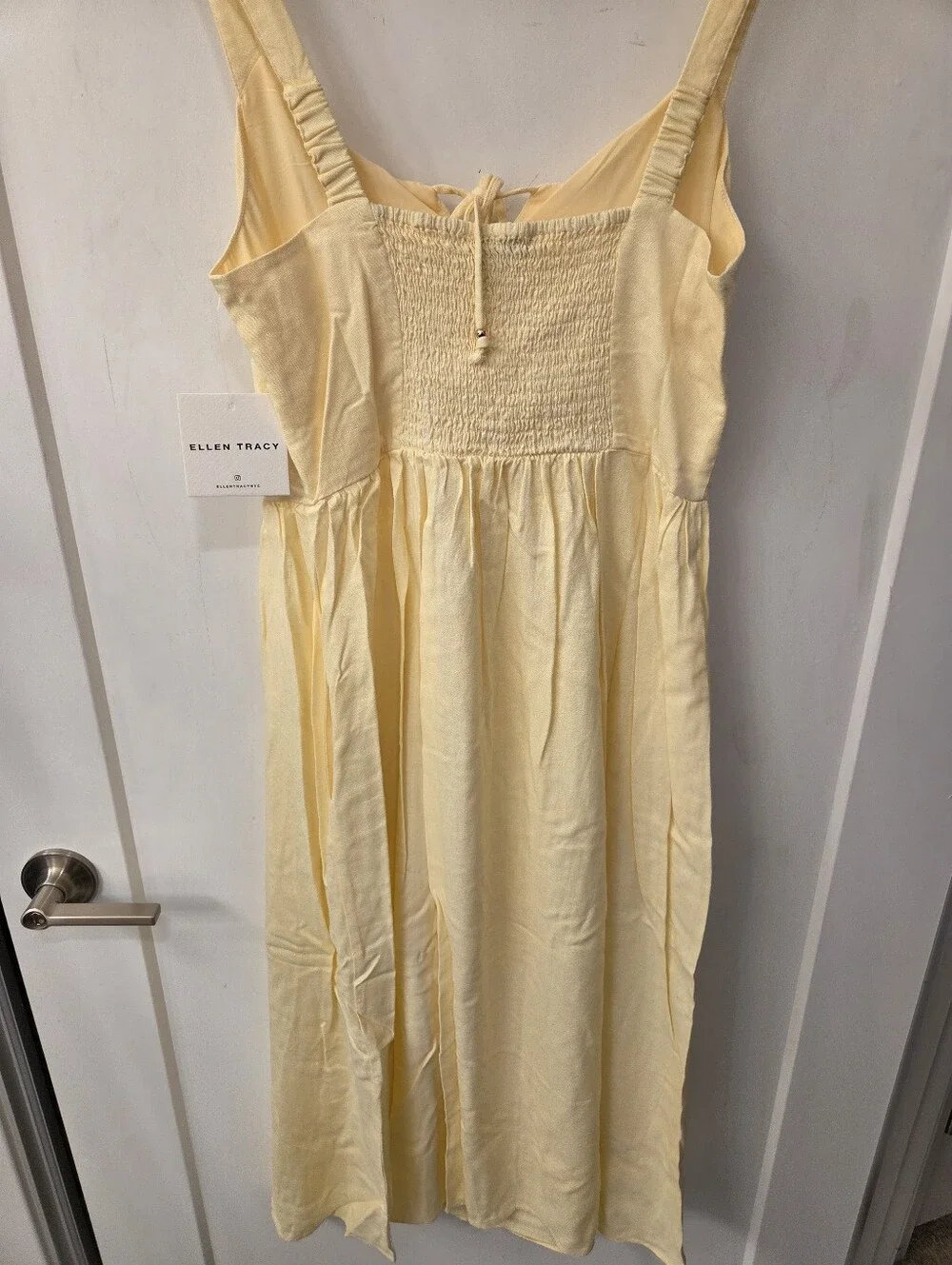NWT-Ellen Tracy Linen Blend Scoop Neck Fitted Bodice Front Slit Midi Dress- Sz M - Picture 9 of 15